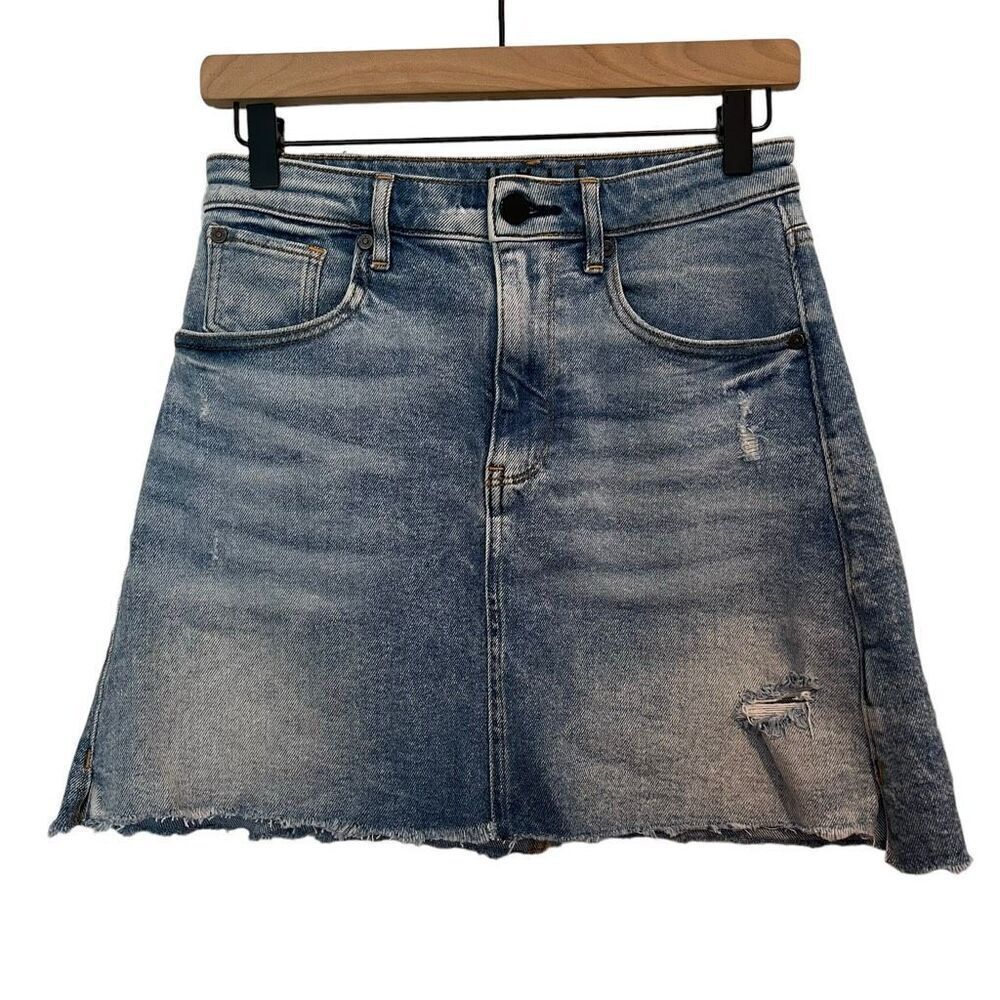 Hale Blair Sexy A-Line Denim Distressed Mini Skirt Size 25